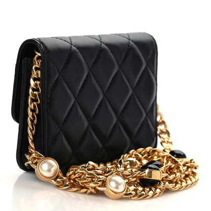 Chanel Lambskin Resin Quilted Clutch With Chain Black 3 of 11