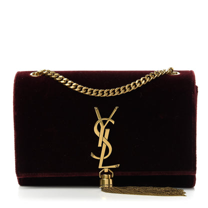 Saint Laurent Velvet Small Classic Monogram Kate Tassel Satchel Burgundy 1 of 10