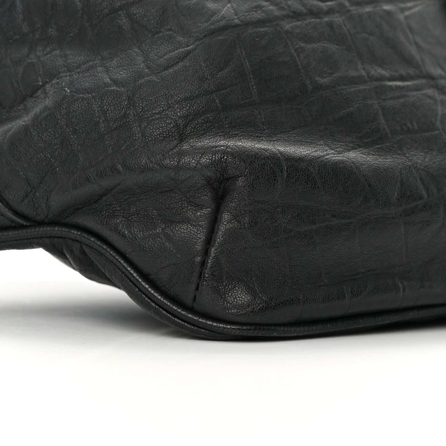 Saint Laurent Calfskin Crocodile Embossed Monogram Belt Bag Black 9 of 13