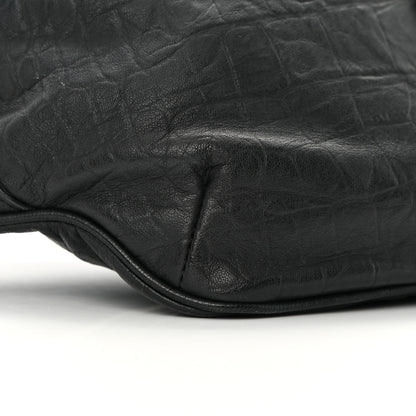 Saint Laurent Calfskin Crocodile Embossed Monogram Belt Bag Black 9 of 13