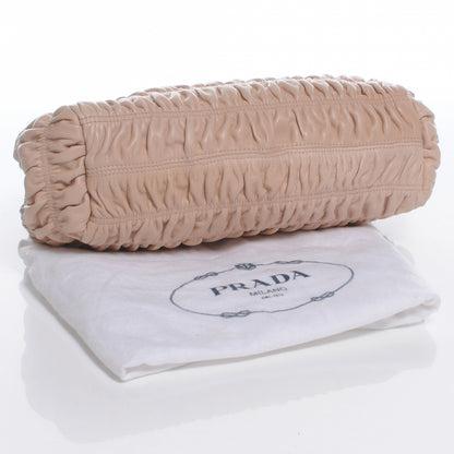 Prada Nappa Gaufre Ruched Clutch Cipria 4 of 8