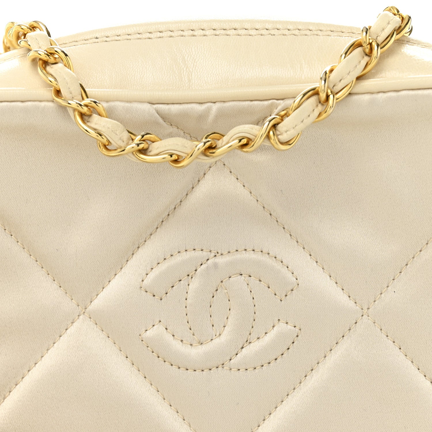 Chanel Satin Quilted CC Tassel Camera Case White 8 of 10