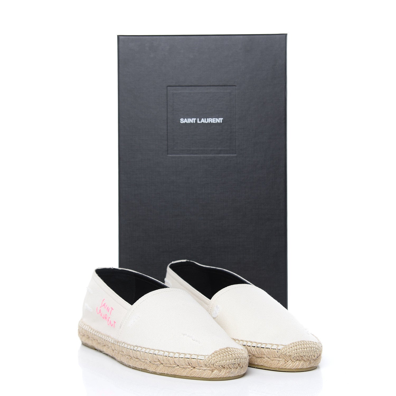Saint Laurent Canvas Elba Logo Embroidered Espadrilles 42 Panna 10 of 10