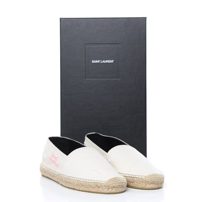 Saint Laurent Canvas Elba Logo Embroidered Espadrilles 42 Panna 10 of 10