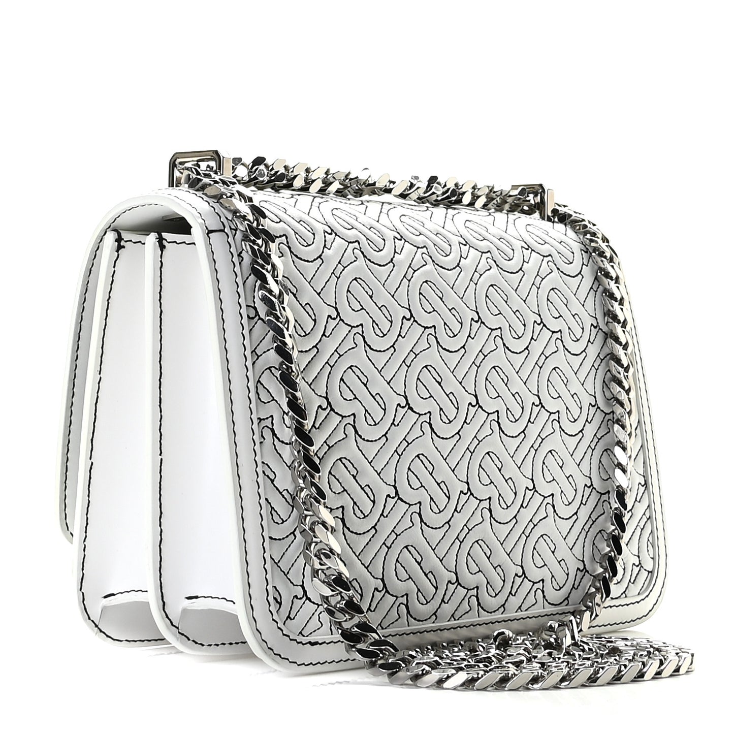 Calfskin Monogram Embossed Small TB Chain Bag Optic White