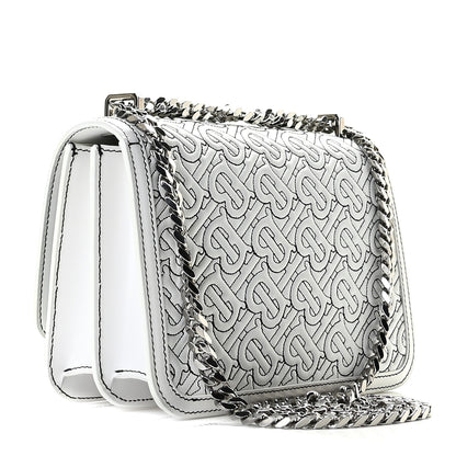 Burberry Calfskin Monogram Embossed Small TB Chain Bag Optic White 2 of 9