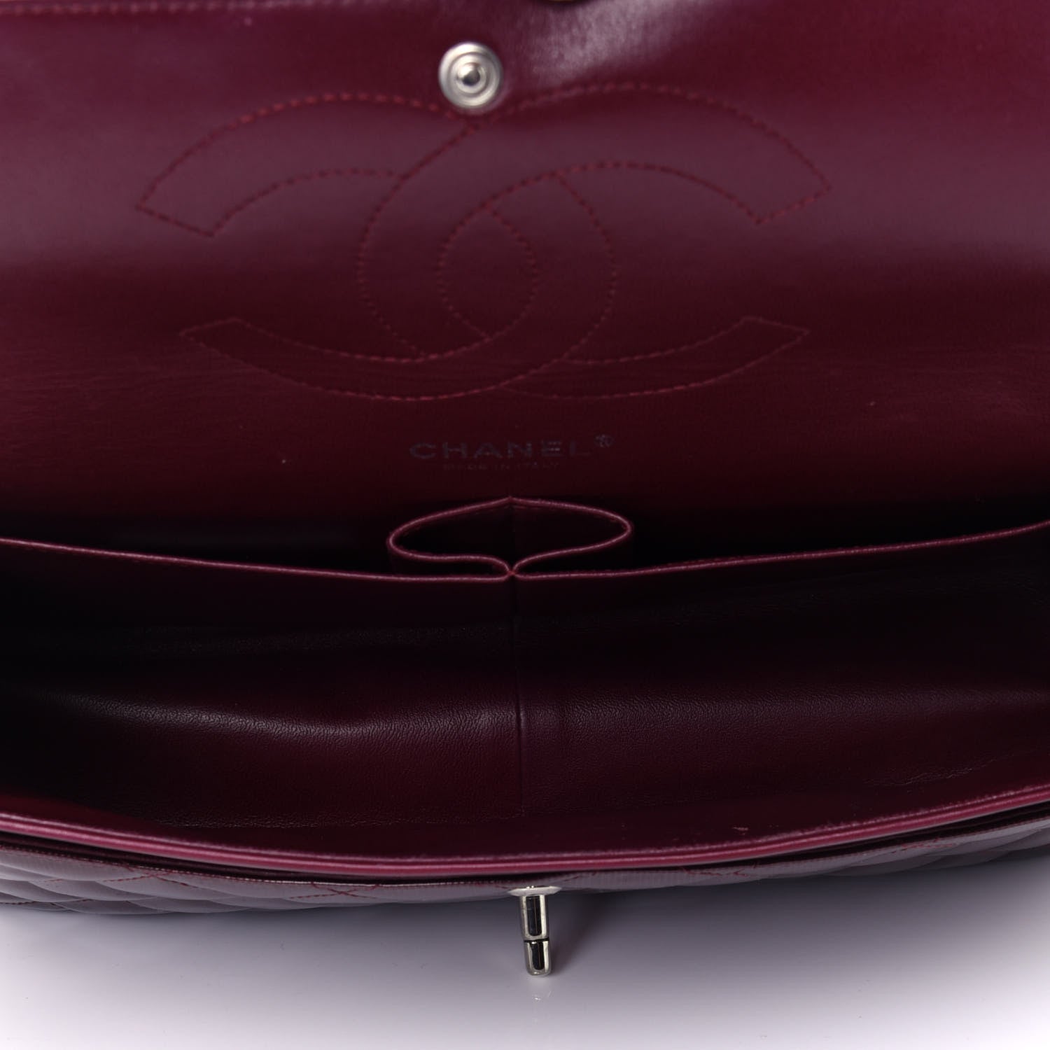 Chanel Striated Patent Quilted Jumbo Double Flap Burgundy 5 of 10