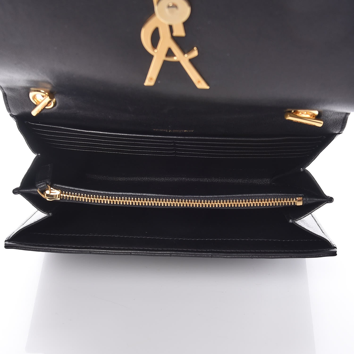 Saint Laurent Lambskin Matelasse Monogram Vicky Chain Wallet Black 7 of 14