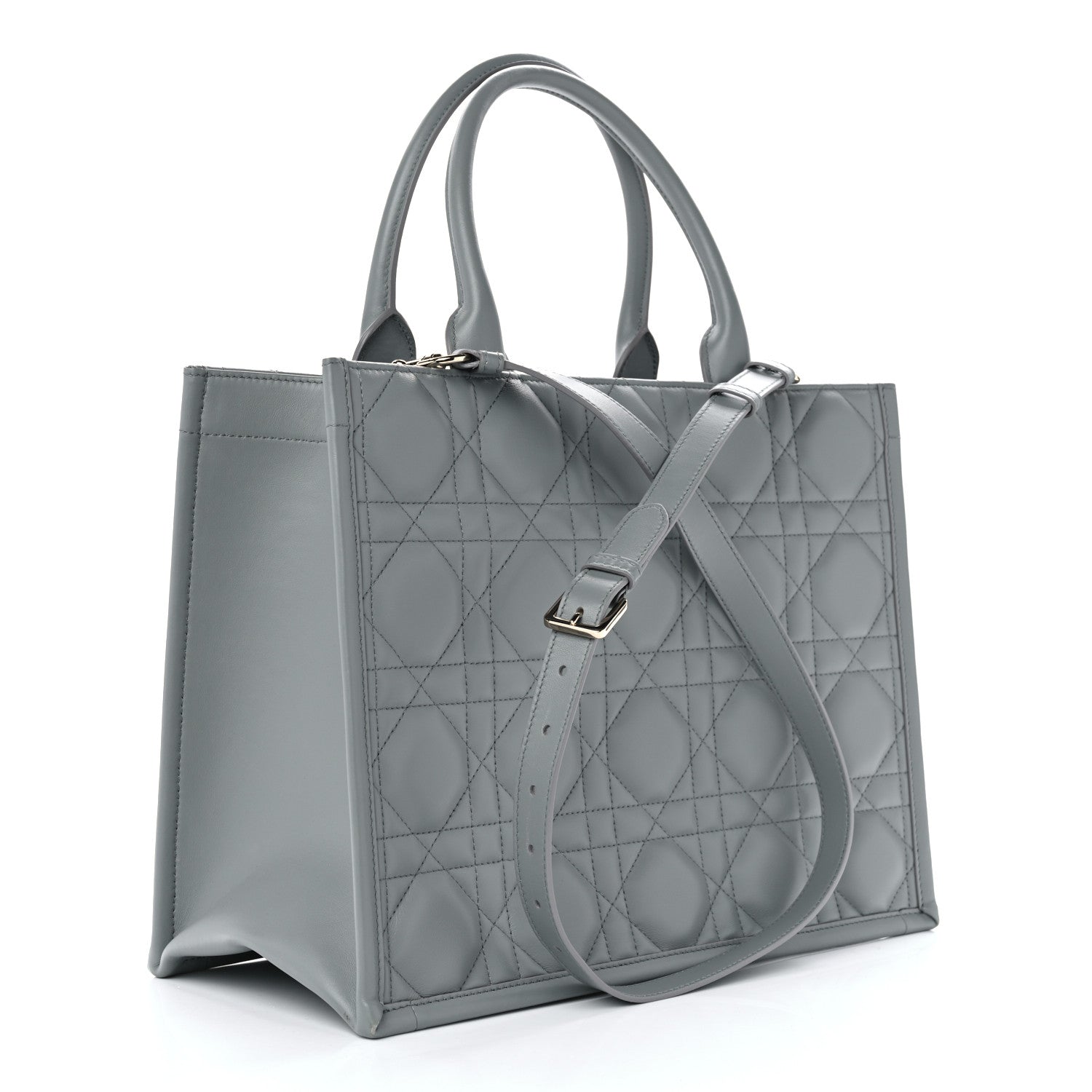 Christian Dior Calfskin Macrocannage Medium Book Tote Grey 3 of 12