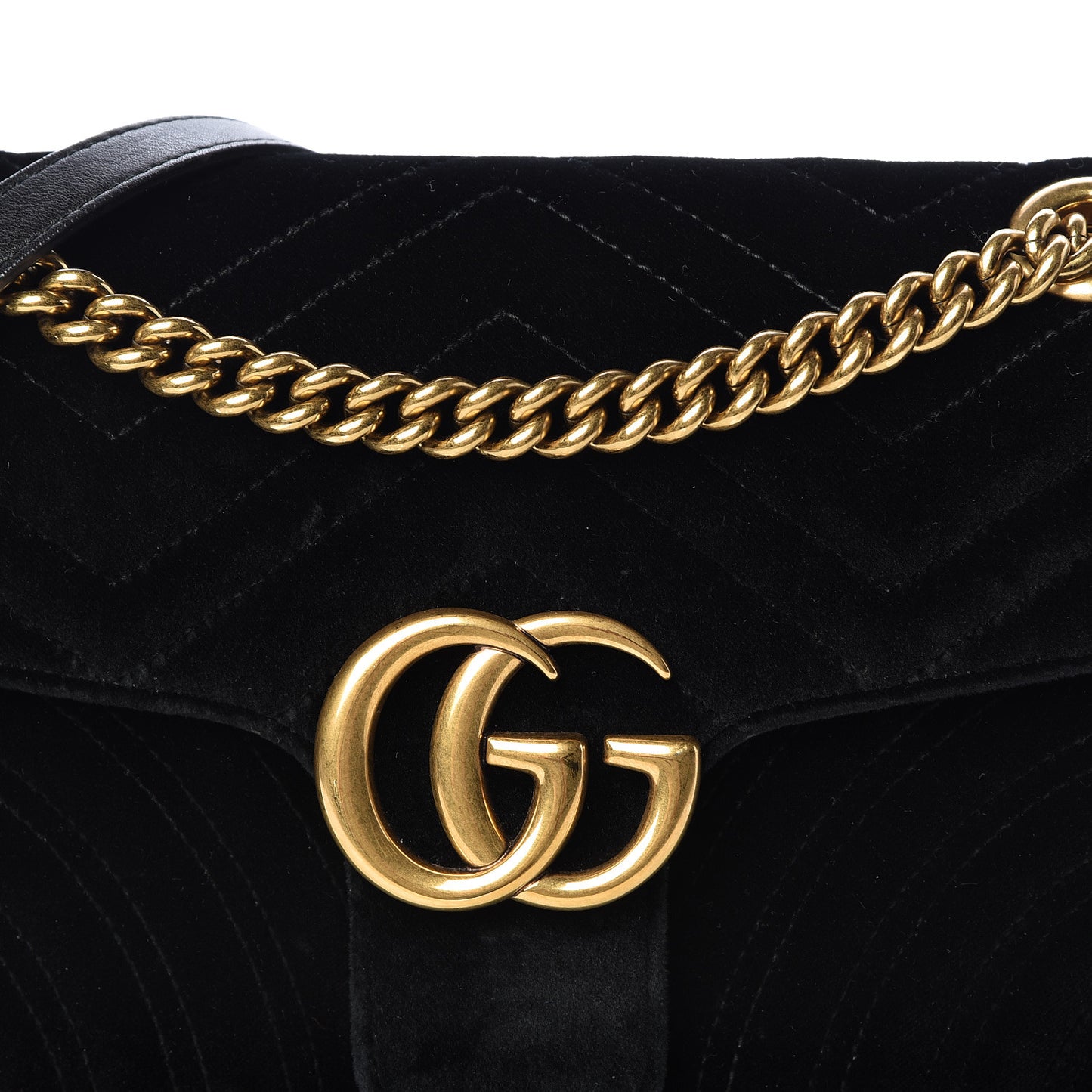 Velvet Matelasse Small GG Marmont Shoulder Bag Black