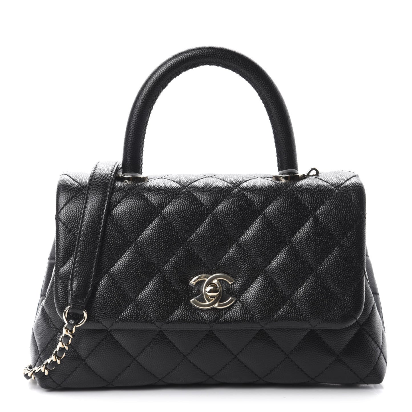 Caviar Quilted Mini Coco Handle Flap Black