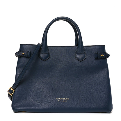 Burberry Derby Calfskin House Check Medium Banner Tote Ink Blue 1 of 10