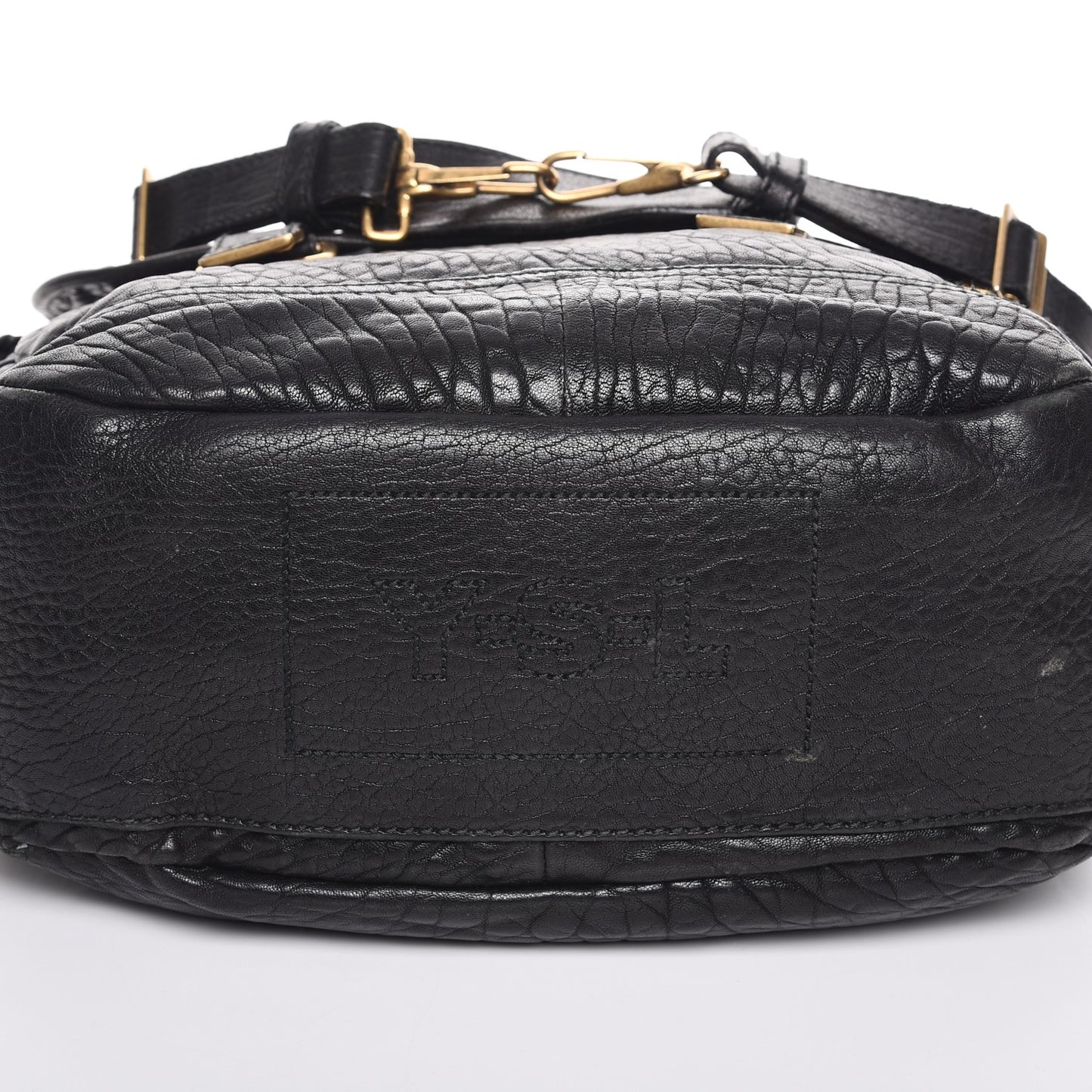 Grained Calfskin Medium Besace Shoulder Bag Black