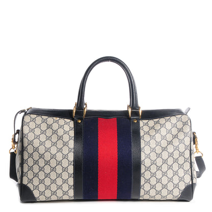 Gucci Monogram Vintage Web Duffle Bag Navy 1 of 8