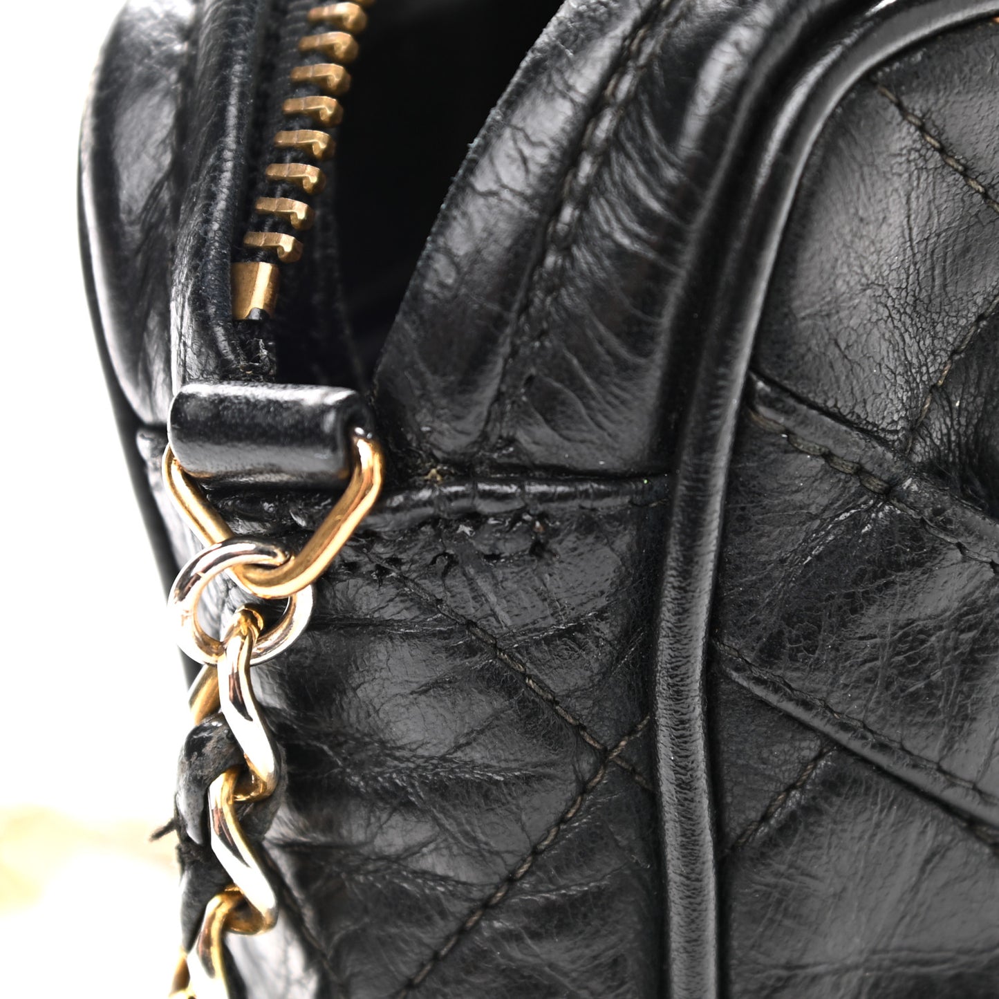 Lambskin Quilted CC Tassel Camera Case Black