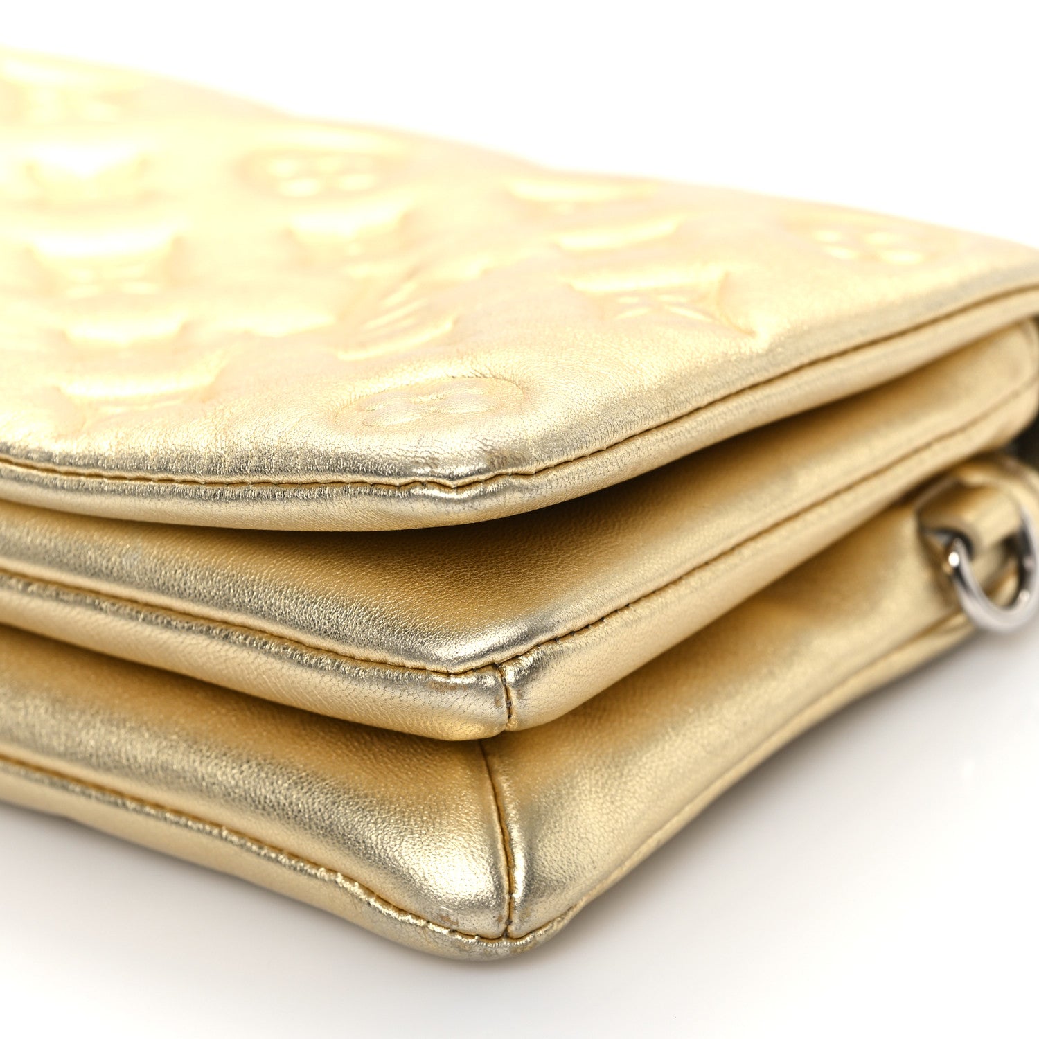 Louis Vuitton Metallic Lambskin Embossed Monogram Pochette Coussin Gold 9 of 12