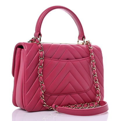 Chanel Lambskin Chevron Quilted Small Trendy CC Dual Handle Flap Bag Pink 3 of 9
