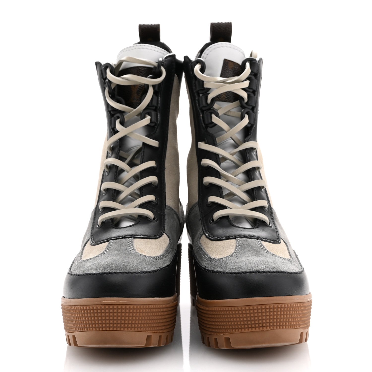 Louis Vuitton Suede Calfskin Monogram Laureate Platform Desert Boots 37 Grey 3 of 11
