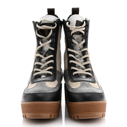 Louis Vuitton Suede Calfskin Monogram Laureate Platform Desert Boots 37 Grey 3 of 11