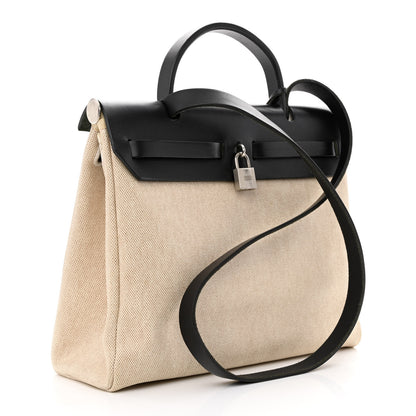 Hermes Toile Vache Calfskin Herbag 30 PM Ficelle Black 4 of 18