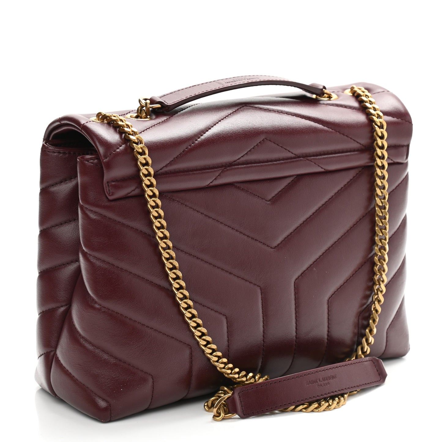 Calfskin Y Quilted Monogram Small Loulou Chain Satchel Dark Legion Red