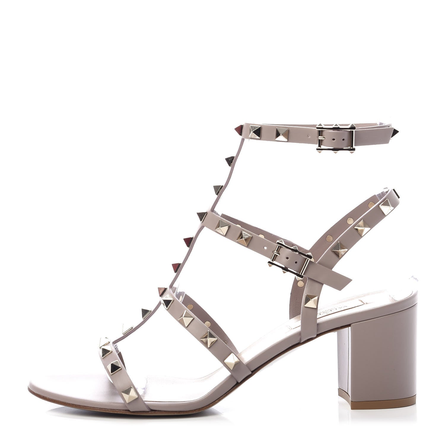 Valentino Garavani Calfskin Rockstud 60mm City Sandals 40.5 Poudre 1 of 8