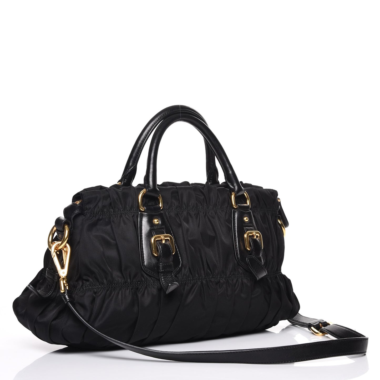 Tessuto Nylon Gaufre Shopping Satchel Black