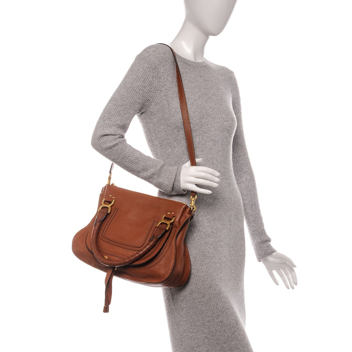 Calfskin Medium Marcie Satchel Tan