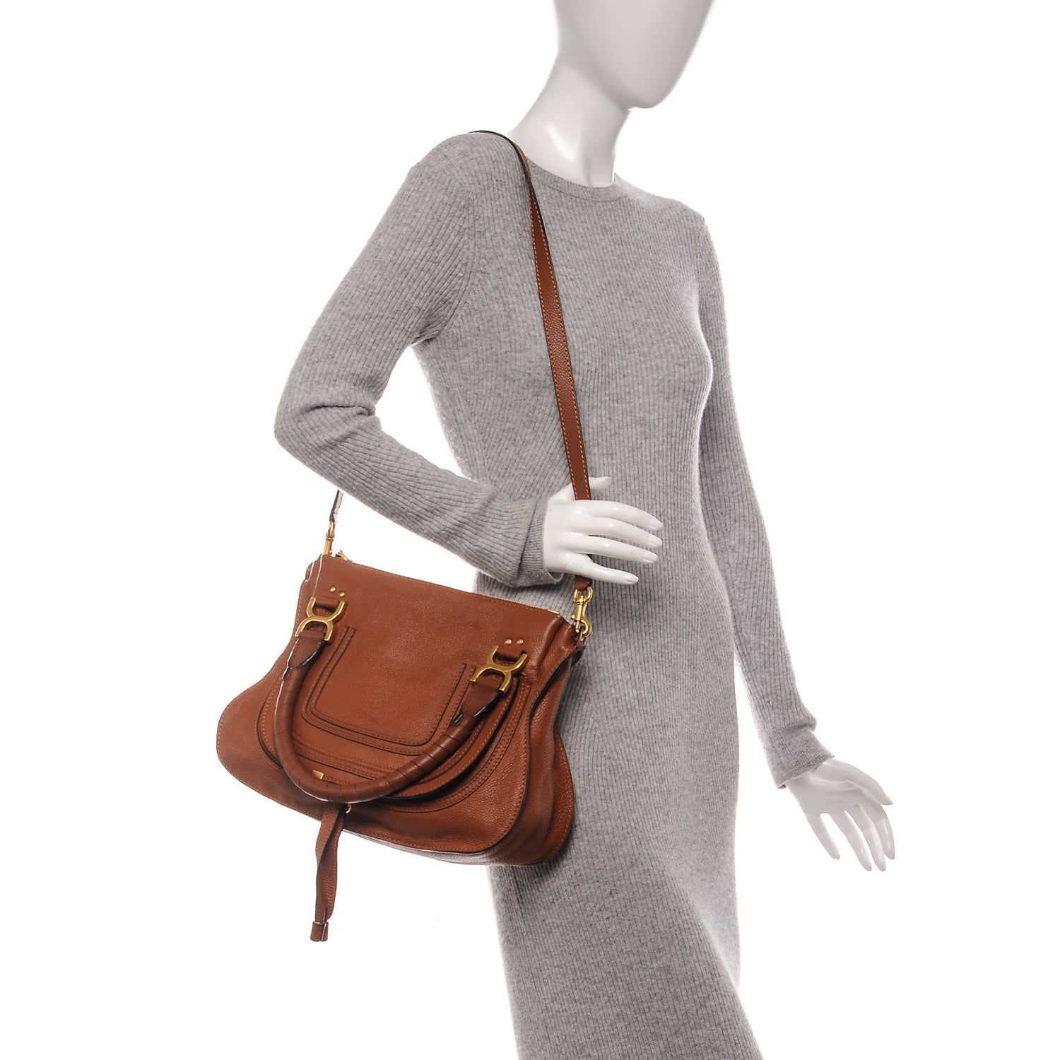 Chloe Calfskin Medium Marcie Satchel Tan 2 of 8