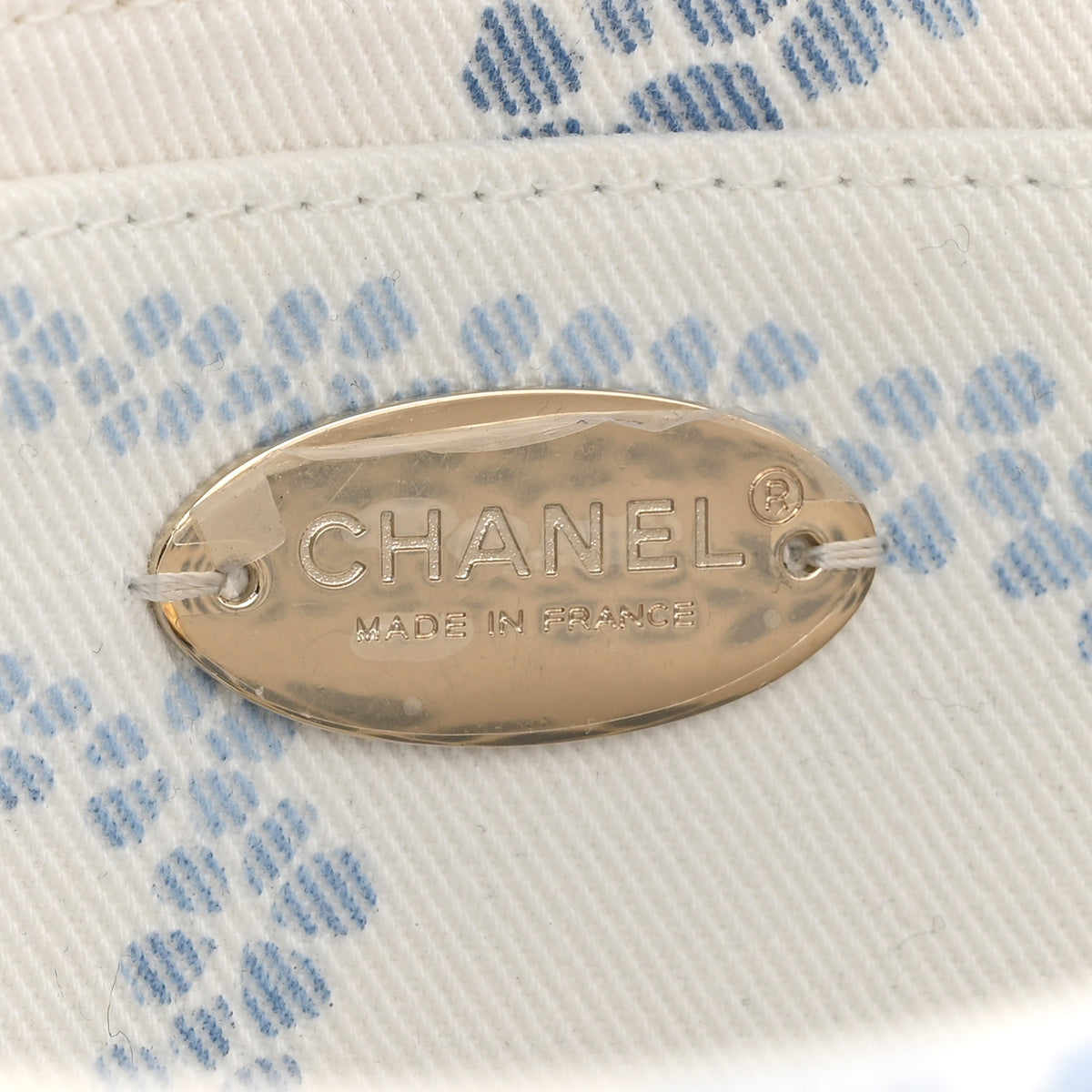 Chanel Printed Denim Coco Beach Quilted Small Single Flap Light Blue White 6 of 11