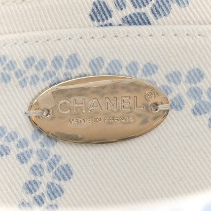 Chanel Printed Denim Coco Beach Quilted Small Single Flap Light Blue White 6 of 11