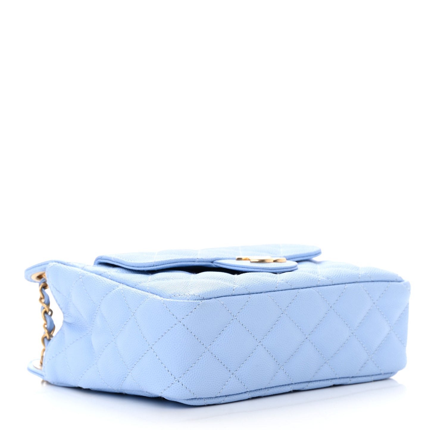 Caviar Quilted Small Wavy CC Hobo Light Blue