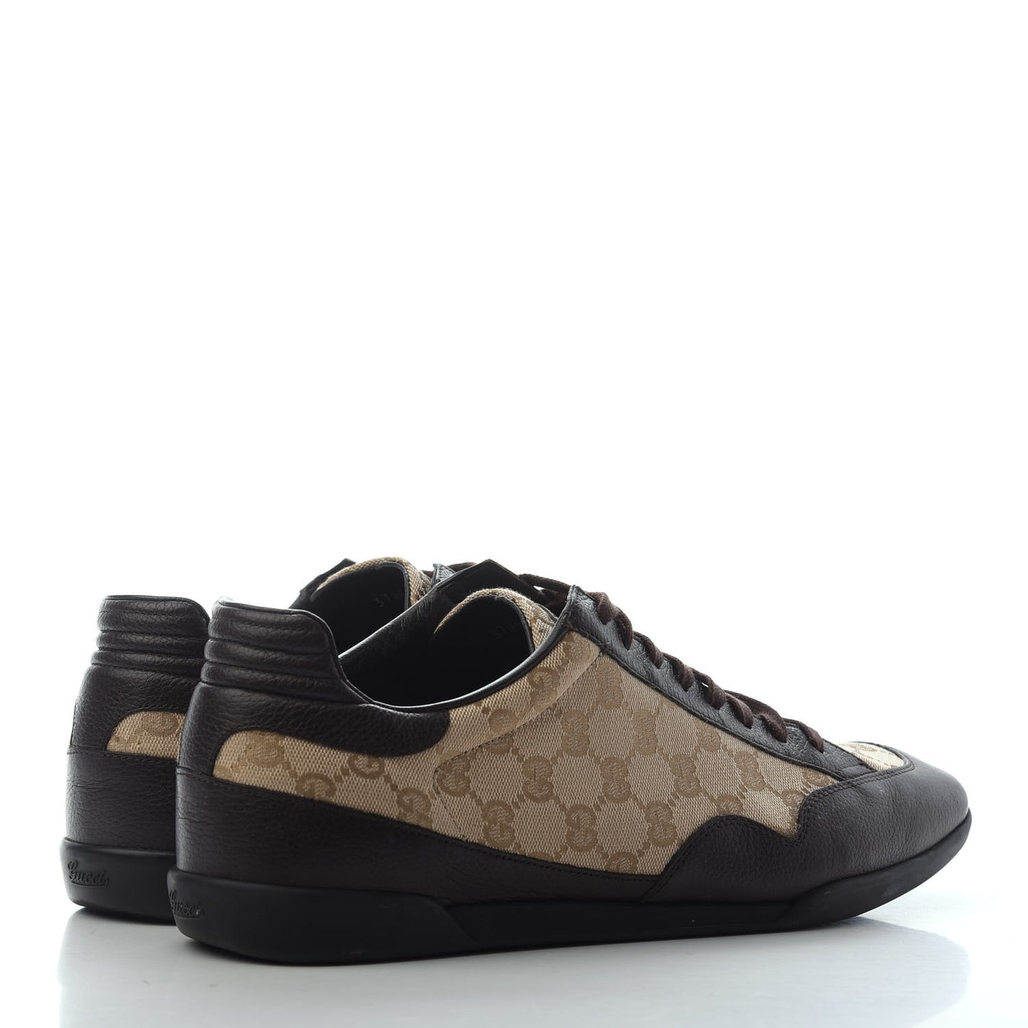 GG Monogram Calfskin Mens Sneakers 12 Dark Brown
