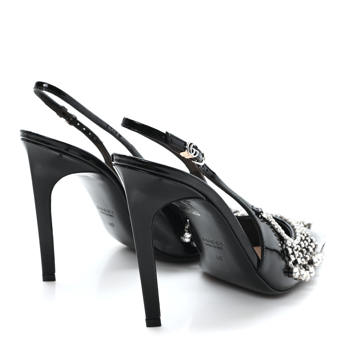 Vernice Crystal Nappa Charlotte Signoria Slingback Pumps 40 Black