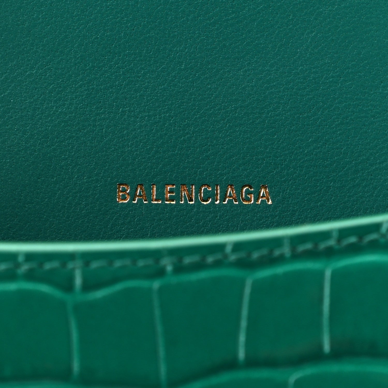 Balenciaga Shiny Calfskin Crocodile Embossed Hourglass Top Handle Bag XS Jade 6 of 9