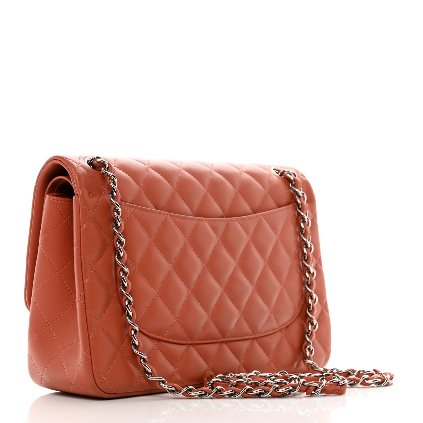 Lambskin Quilted Jumbo Double Flap Orange