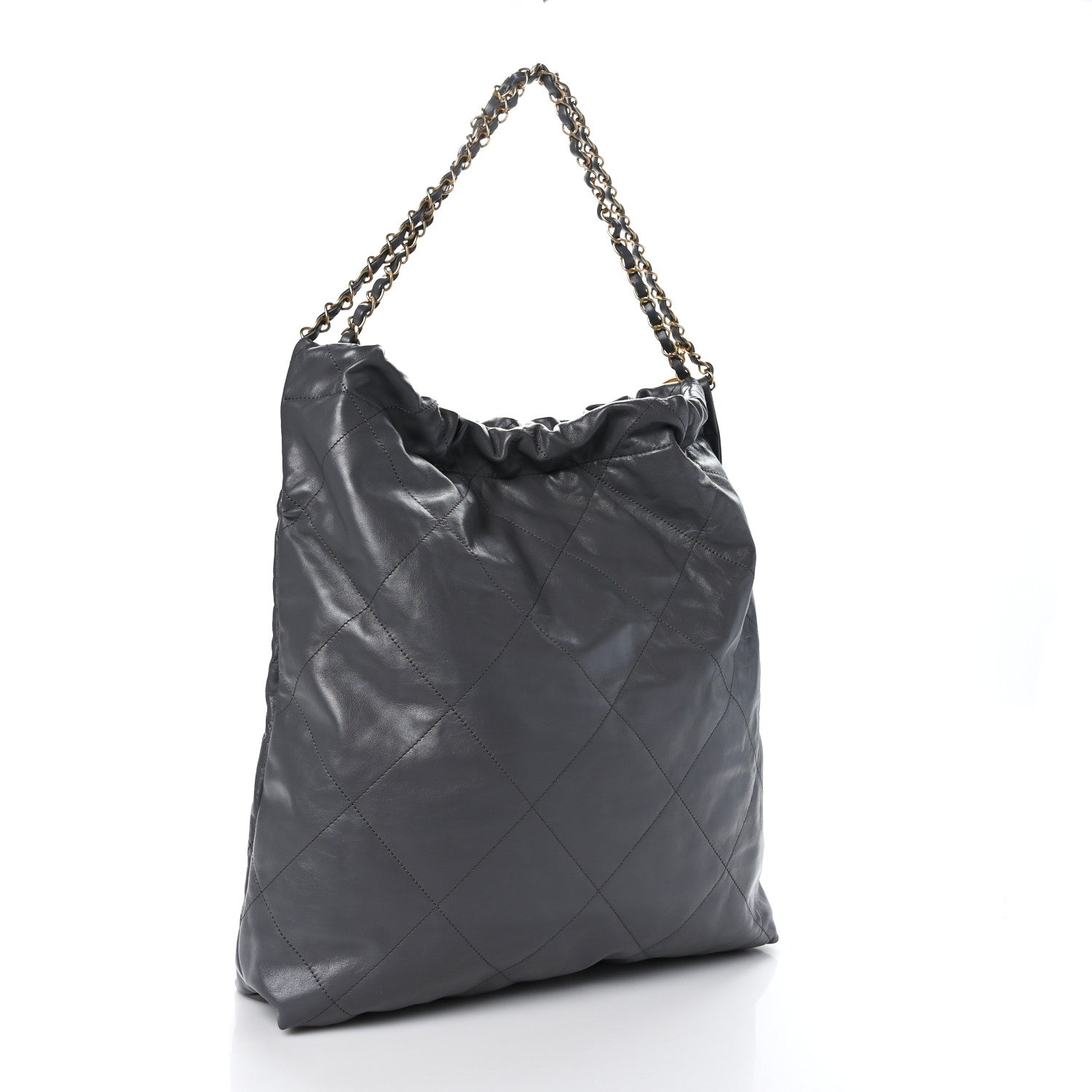 Chanel Shiny Calfskin Quilted Large Chanel 22 Grey 4 of 10