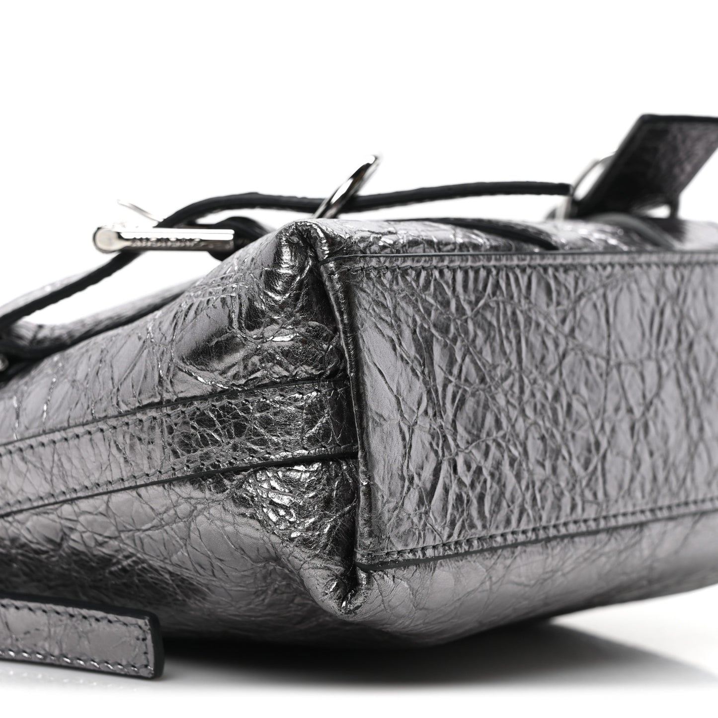 Metallic Calfskin Small Voyou Bag Silver
