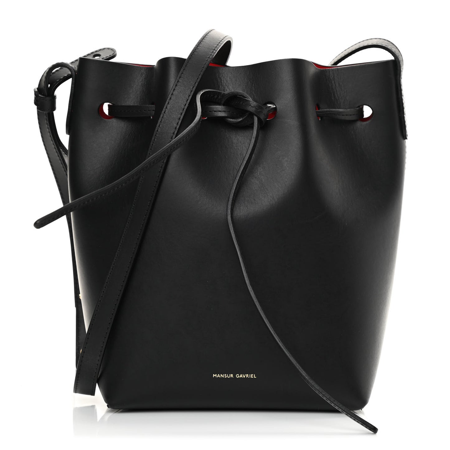Vegetable Tanned Calfskin Mini Bucket Bag Black Flamma