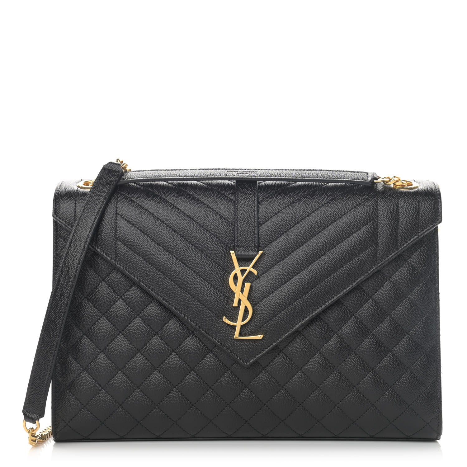 Saint Laurent Grain De Poudre Textured Mixed Matelasse Large Triquilt Monogram Satchel Black 1 of 11