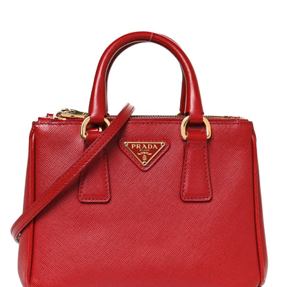 Prada Saffiano Micro Galleria Double Zip Tote Fuoco 9 of 11