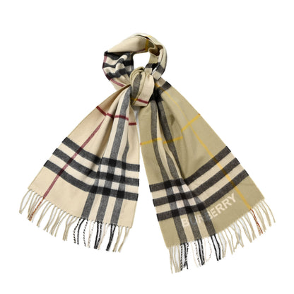 Burberry Cashmere Contrast Check Fringe Scarf Stone Hunter 2 of 5