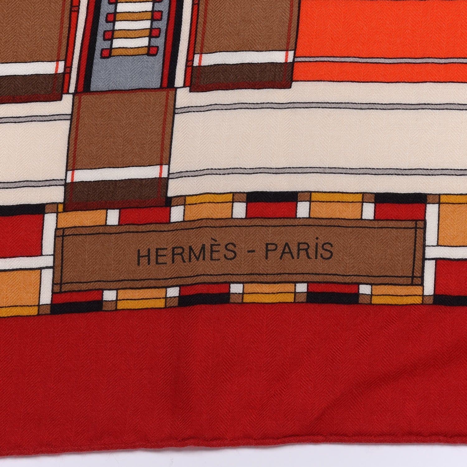 Hermes Cashmere Silk Voltes Et Pirouettes Shawl 140 Rouge Creme Beige 2 of 4