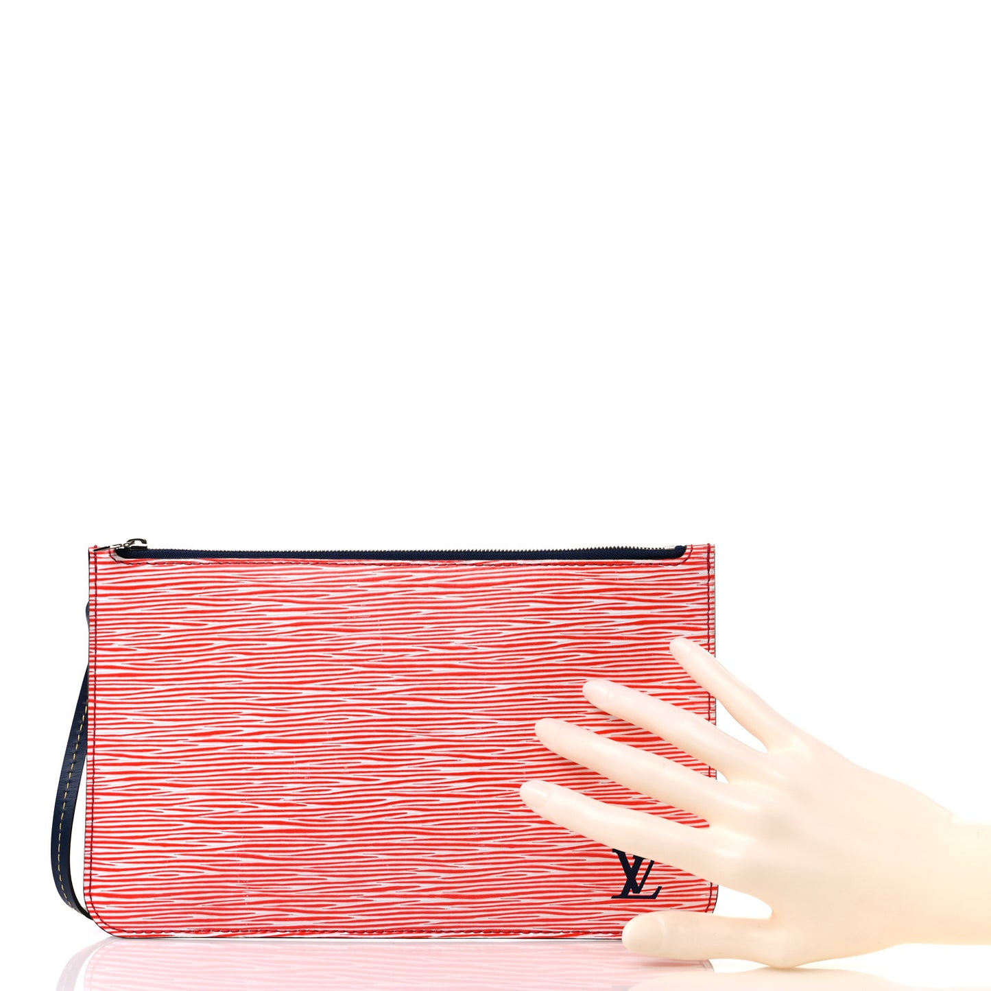 Epi Neverfull Pochette MM Denim Red