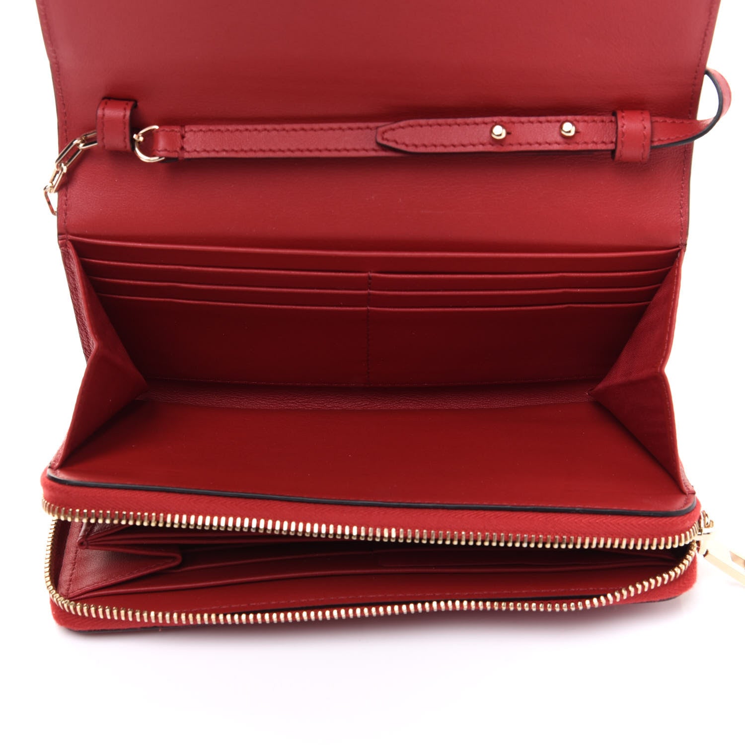 Valentino Garavani Vitello Rockstud Carry Secrets Continental Wallet On Chain Red 5 of 9