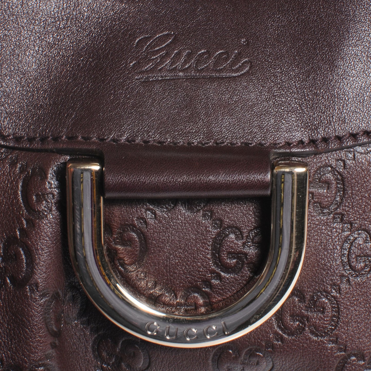 Guccissima D Gold Ring Hobo Chocolate Brown