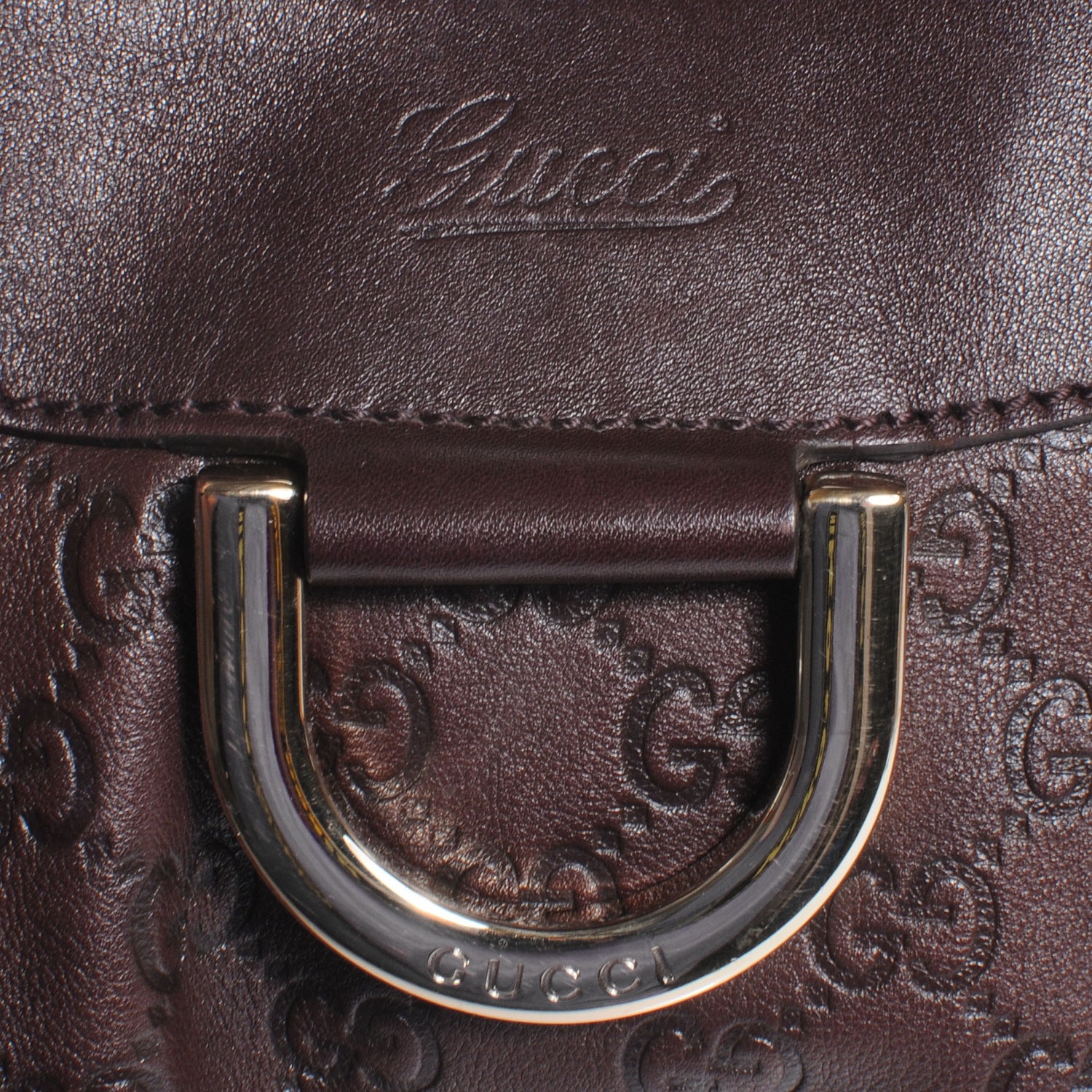 Gucci Guccissima D Gold Ring Hobo Chocolate Brown 5 of 9