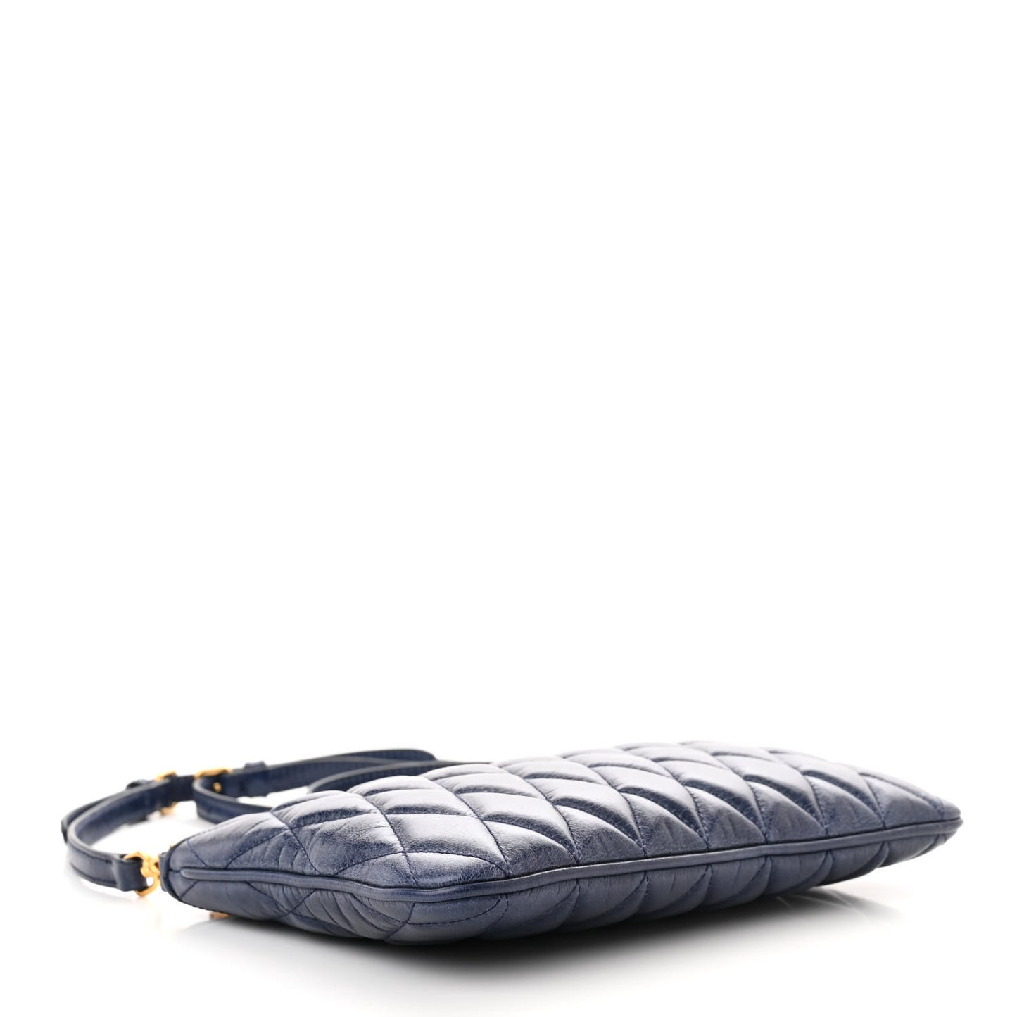 Vitello Shine Trapu Zip Crossbody Bag Navy