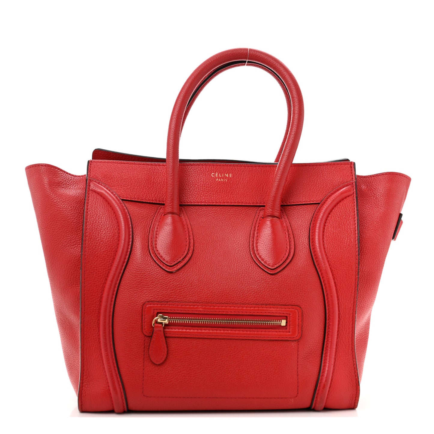 Drummed Calfskin Mini Luggage Coquelicot