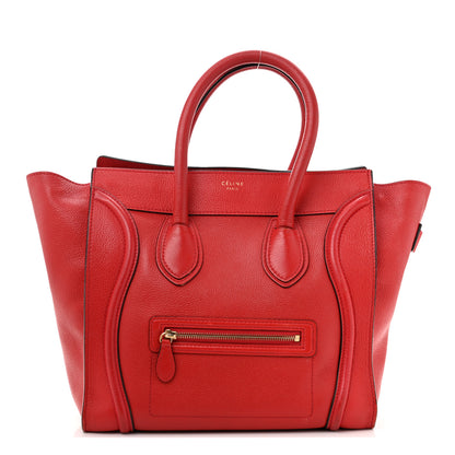 Celine Drummed Calfskin Mini Luggage Coquelicot 1 of 13